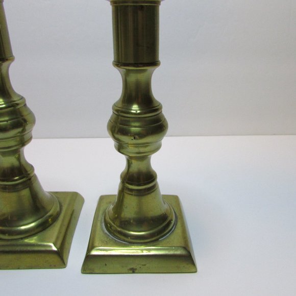 vintage brass push up candle stick holders set of 2 - Picture 7 of 13
